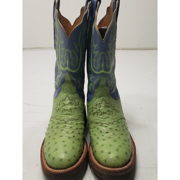 Lucchese 2000 Women’s Green/Light Blue Full Ostrich Quill Boots Size 7.5B - Picture 5 of 11
